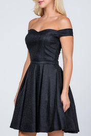 Off the shoulder skater dress jaquard