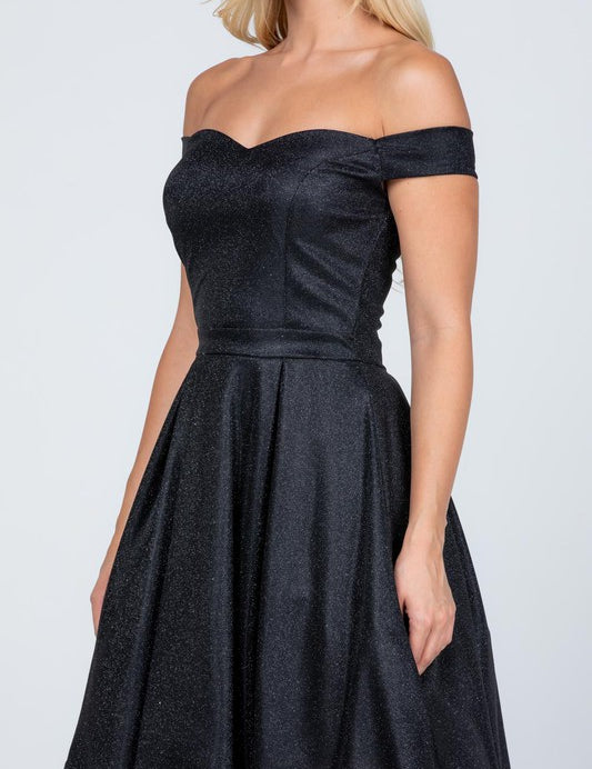 Off the shoulder skater dress jaquard