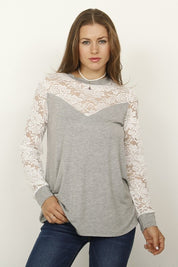 Women's Lace Sleeve Heart Top