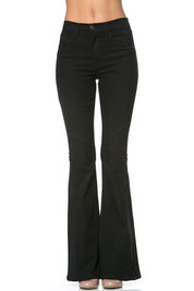 Women's High Waist Flare Denim Pants in Chocolate