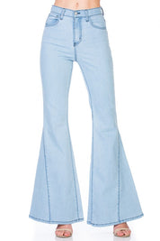 Women's High Waist Vintage Flare Wide Leg Denim Jeans