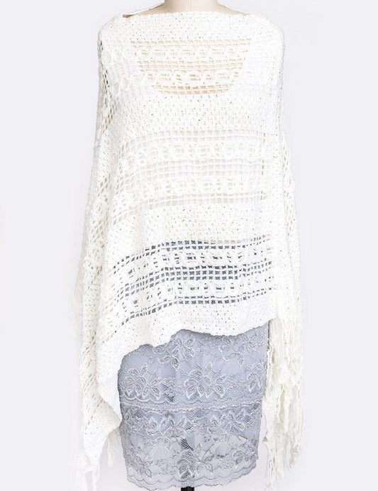 Women's Loose Knit Fringe Poncho