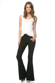 Women's High Waist Flare Denim Pants in Chocolate