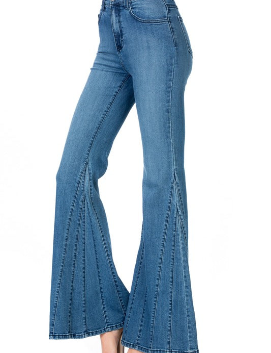 Women's High Waisted Wide Leg Mermaid Flare Jeans