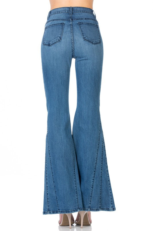 Women's High Waisted Wide Leg Mermaid Flare Jeans