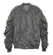 Women's Micro Suede Gathered Bomber Jacket