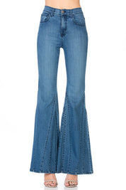 Women's High Waisted Wide Leg Mermaid Flare Jeans