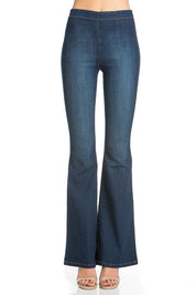 Women's High Waist Flare Denim Pants with Zipper Back