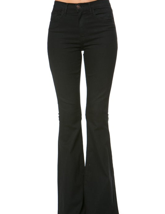 Women's High Waist Flare Denim Pants in Chocolate