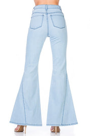 Women's High Waist Vintage Flare Wide Leg Denim Jeans