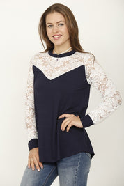 Women's Lace Sleeve Heart Top