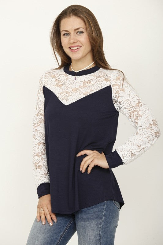 Women's Lace Sleeve Heart Top