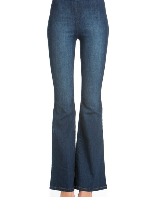 Women's High-Waist Flare Denim Jeans with Zipper Back