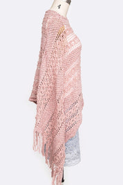 Women's Loose Knit Fringe Poncho