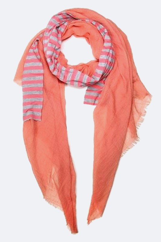 Women's Striped Fringe Scarf - Fashionable Layered Accessory