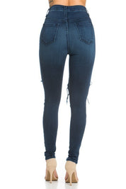 Women's High Rise Skinny Jeans with Ripped Detail