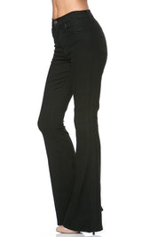 Women's High Waist Flare Denim Pants in Chocolate