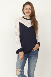 Women's Lace Sleeve Heart Top