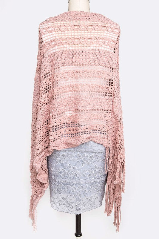 Women's Loose Knit Fringe Poncho