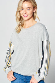 Women's Loose Fit Multi Stripe Sweatshirt Top