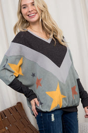 Women's Oversized Star Print Cozy Pullover Top