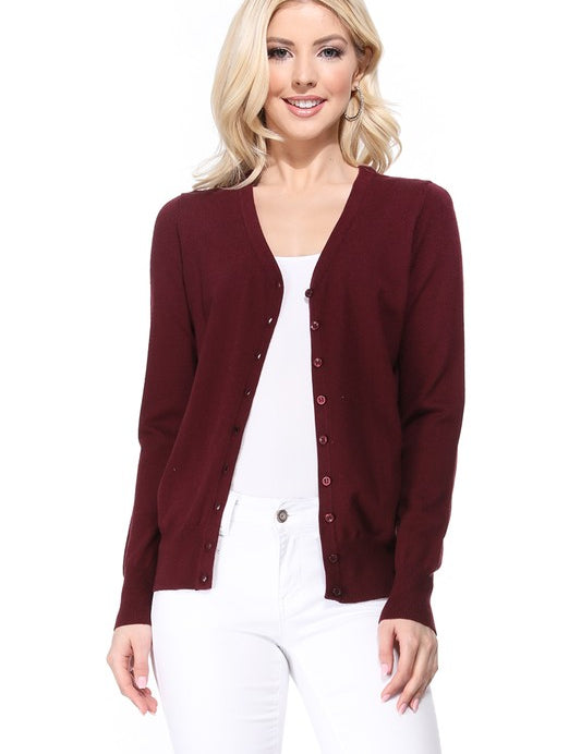 Women's V-Neck Button Down Knit Cardigan Sweater