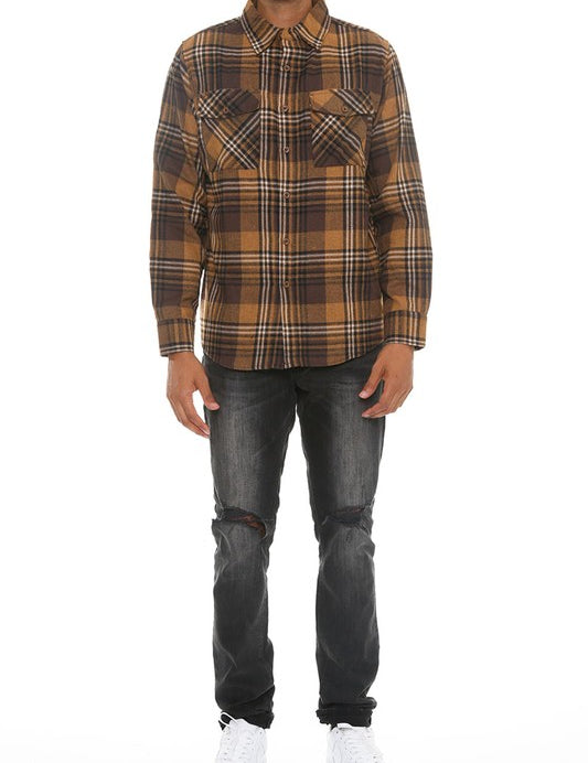 Men's Regular Fit Checker Plaid Flannel Shirt