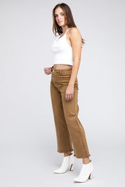 Women's Acid Wash Frayed Hem Wide Leg Pants