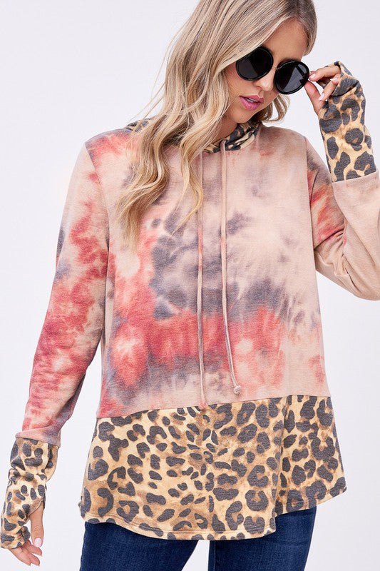 Women's Tie Dye Cheetah Print Sweatshirt