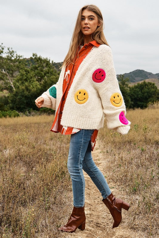 Women's Oversized Fuzzy Knit Cardigan with Bell Sleeves