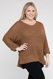 Plus Size Women's Cozy Crew Neck Knit Sweater