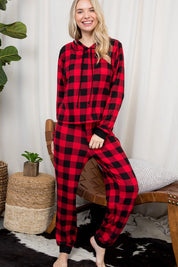 Plus Size Cozy Plaid Jogging Set for Women