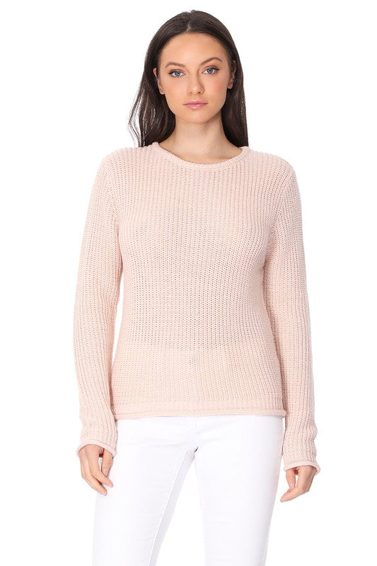 Women's Lightweight Waffle Knit Long Sleeve Sweater Top