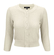 Women's Cropped 3/4 Sleeve Knit Cardigan Sweater