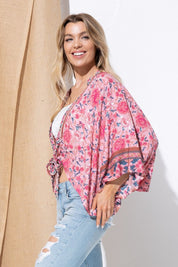 Women's Casual Squared Open Kimono Cardigan with Tie