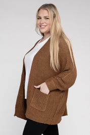 Women's Plus Size Ribbed Knit Oversized Cardigan