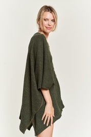 Women's Oversized V-Neck Poncho Top