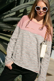 Women's Casual Stripe and Solid Mixed Sweatshirts