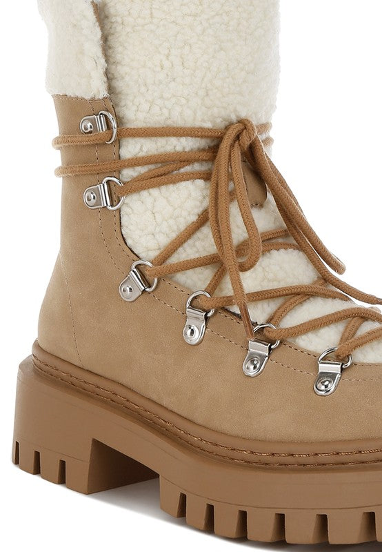 Women's Cozy Fleece & Faux Leather Winter Boots