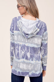 Women's Casual Tie Dye Long Sleeve Hoodie Plus Top