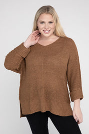 Plus Size Women's Cozy Crew Neck Knit Sweater