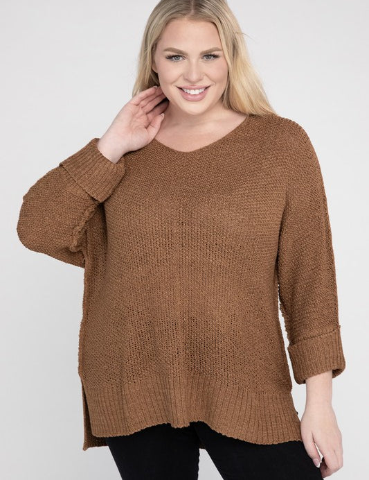 Plus Size Crew Neck Knit Sweater