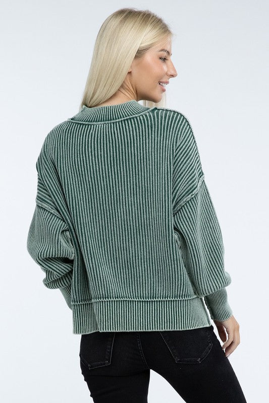 Women's Oversized Cropped Sweater with Side Slits