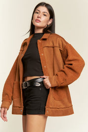 Women's Oversized Faux Fur Suede Jacket