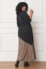 Women's Asymmetrical Leopard Print Maxi Dress