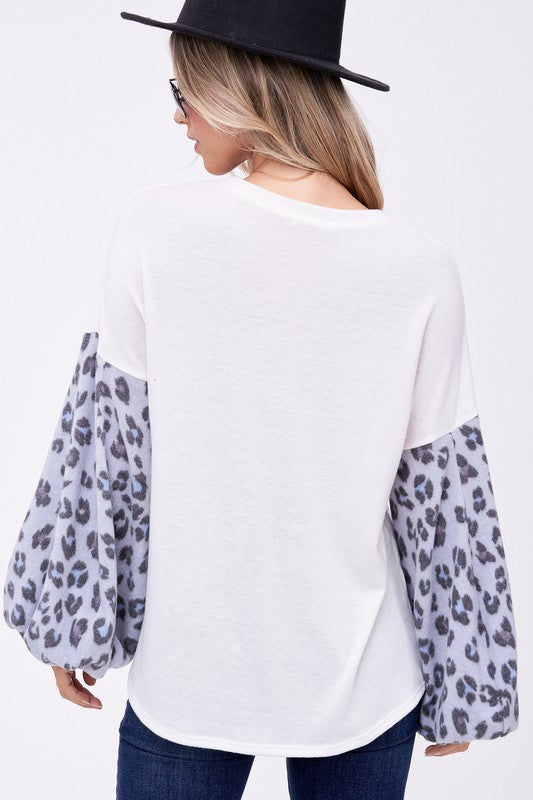 Women's Casual Loose Fit Animal Print Long Sleeve Top