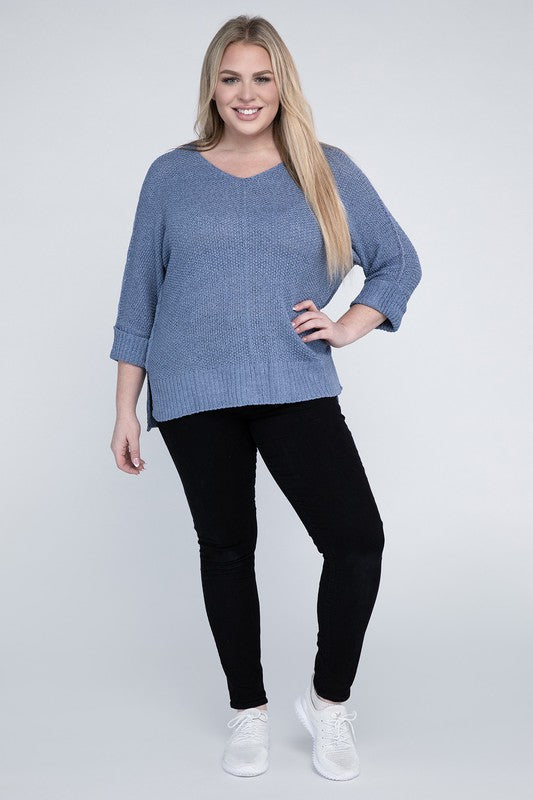 Plus Size Women's Cozy Crew Neck Knit Sweater