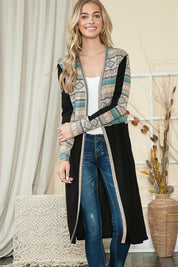 Women's Casual Mixed Media Maxi Cardigan