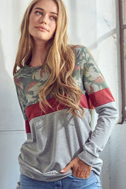 Women's Floral Colorblock Sweatshirts