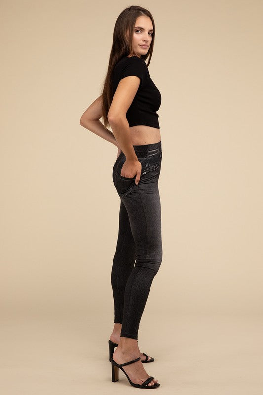 Women's High-Rise Fitted Denim Leggings